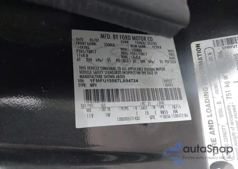 2007 Ford Expedition Xlt from USA, damaged, VIN 1FMFU15587LA94724